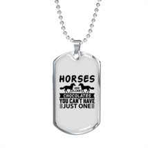 Horses Are Like Chocolates Horse Necklace Stainless Steel or 18k Gold Dog Tag 2 - £37.71 GBP+