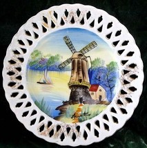 1950s Windmill Signed By Artist Art Plate Porcelain - £21.57 GBP