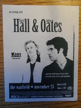 DARYL HALL &amp; JOHN OATES 1997 POSTCARD PROMO THE WARFIELD SAN FRANCISCO K101 - $8.50