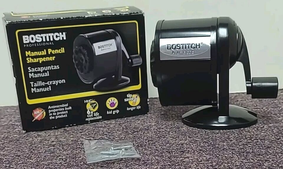 Bostitch Counter-Mount/Wall-Mount Antimicrobial Manual Pencil Sharpener ... - $12.34