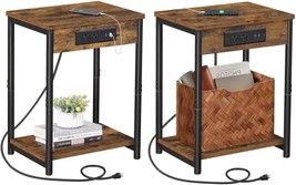 Tutotak End Table With Charging Station, Set Of 2 Side Table With 2 Usb Ports - £72.95 GBP