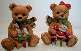 1980s set of Happy Holiday Bears with Gifts HOMCO 5251 - £14.93 GBP