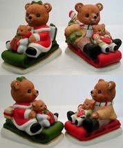 2 HOMCO 1980s Sledding Holiday Bears w/ Gifts &amp; Friends - £14.42 GBP