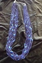 multi strand beaded cobalt blue &amp; turquoise colored necklace  - $24.99