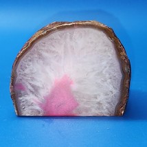 Brazil PINK Agate And Quartz Geode Votive / Tea Light / Small Candle Holder - $16.98