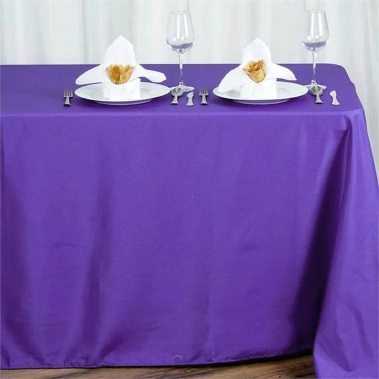 Purple - 90x156&quot; Polyester Rectangle Tablecloths Wedding Party Events - $34.88