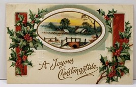 A Joyous Christmastide Embossed Art Deco Postcard A4 - £2.95 GBP