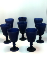 VTG French Elegance Midnight Royalty Blue Frosted Water Wine Goblet Glas... - £192.73 GBP