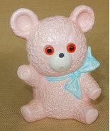 Adorable vintage pink ceramic teddy bear planter with brown glass eyes - $34.19 CAD