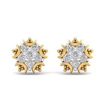 14K Yellow Gold Plated Round AAA Cubic Zirconia Moon Cluster Style Mini Stud Ear - $59.99