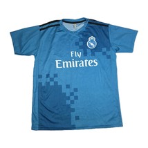 Fly Emirates Soccer Jersey Medium Blue #27 Real Madrid Short Sleeve Sports - $517.36 MXN