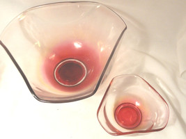 Cranberry Stained 2 pc Chip and Dip Mid-Century Modern Hocking - £16.07 GBP