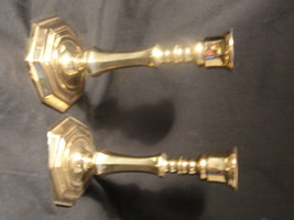 Pair of Contermorary Brass-plated candlesticks 7 inches hig - £23.97 GBP