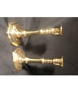 Pair of Contermorary Brass-plated candlesticks 7 inches hig - £23.59 GBP