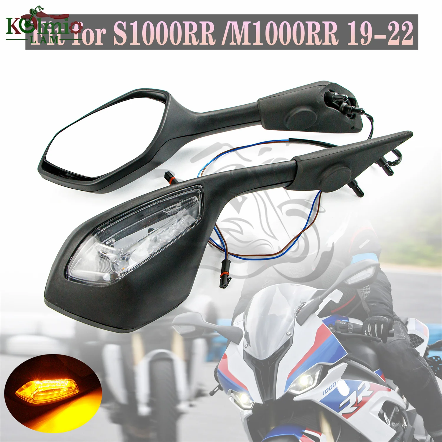 Fit for BMW 2019 - 2022 M1000RR S1000RR Motorcycle LED Turn Signal Rear View - £134.60 GBP