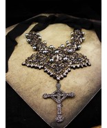 Hauntingly Dark Marcasite necklace Cross Bib necklace Huge Gothic statem... - £194.15 GBP
