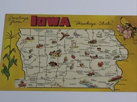 &quot; Greetings from Iowa, The Hawkeye State &quot; Burlington Rail Road , Quaker... - $61.41 MXN
