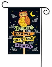 Eek Street Owl Halloween Garden Flag- 2 Sided Message, 12&quot; X 18&quot; - £20.25 GBP