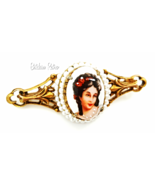 Florenza Limoges Lovely Handpainted Porcelain Cameo Bar Pin, Vintage &amp; N... - £33.49 GBP