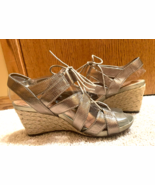 Clarks ladies 7M wedge sandals-Champagne - $22.00