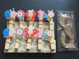 10pcs Butterfly Wooden Clips,Paper Clips,Special Gift,Party Decoration Favors - £2.55 GBP
