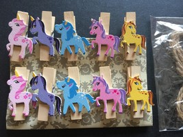 10pcs Flying Horse Wooden Clips Paper Wooden Pegs Birthday Party Decoration - £2.51 GBP