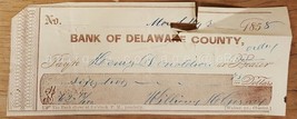 1858 Antique Bank Of Delaware County Check Pa Henry Donaldson Wm Gesner - £32.89 GBP