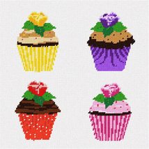 Pepita Needlepoint Canvas: Flower Cupcakes, 10&quot; x 10&quot; - £61.33 GBP+