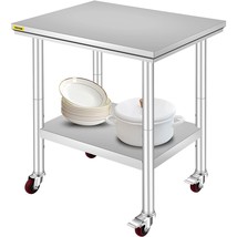 VEVOR Stainless Steel Work Table with Wheels 24 x 30 Prep Table with cas... - £87.98 GBP