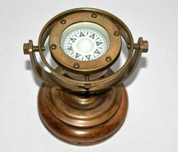 brass nautical gimbal compass vintage ship&#39;s binnacle gimballed compass. - $32.00