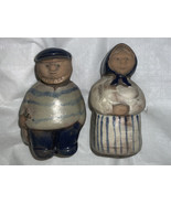 Vtg  Couple Fisherman Wife Figures Pottery Stoneware Ceramic SWEDEN - $49.49