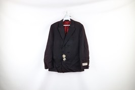 NOS Vintage 60s Mens Size 44R Double Breasted Tuxedo Smokers Jacket Black Wool - £118.66 GBP