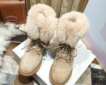 41 42 43 girls wedge shoes snow boots fur winter zip lace up boots winter warm thumb155 crop