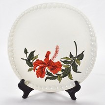 Vintage Gray Lure by Crooksville Flamingo Red Hibiscus Dinner 10&quot; Plate - £18.19 GBP