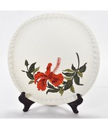 Vintage Gray Lure by Crooksville Flamingo Red Hibiscus Dinner 10&quot; Plate - £17.98 GBP