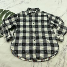 Krazy Kat Womens Vintage 90s Flannel Plaid Shirt Size L Gray White Butto... - $28.70