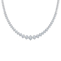 11CT Cut Real Moissanite Graduated Tennis Necklace 14K White Gold Plated Women&#39;s - £505.43 GBP