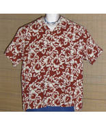 Ocean Pacific Hawaiian Shirt Red Beige Flowers Size XL - $24.99