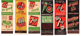 6 Vtg 7-Up Soft Drink Matchbook Covers collectible gift Graphic Art Americana - £27.60 GBP
