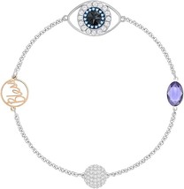 NIB AUTH Swarovski Brand Evil Eye Bangle Bless Bracelet Designer Purple Crystal - £29.72 GBP+