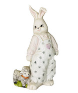 Bunny Rabbit  Figurine porcelain 7.5&quot; with lamb Easter decoration - $570.74 MXN