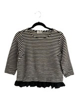 Vineyard Vines Womens Tunic Top Black White Striped Ruffle Peplum Sz Small - £7.57 GBP