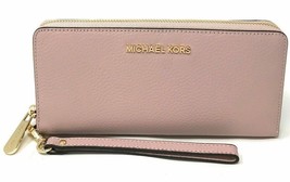 Michael Kors Continental Wallet Wristlet Powder Blush Pink Leather 35T7GTVE7L FS - £74.98 GBP