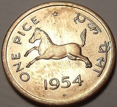 UNC Indien 1954 Pice ~ Pferd ~ Equus Caballus Pferdewelt ~ Awesome - £3.28 GBP