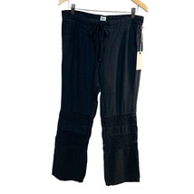 Dylan Linen Pants Womens 8 Black Crochet Straight Leg Pockets Drawstring... - £39.16 GBP
