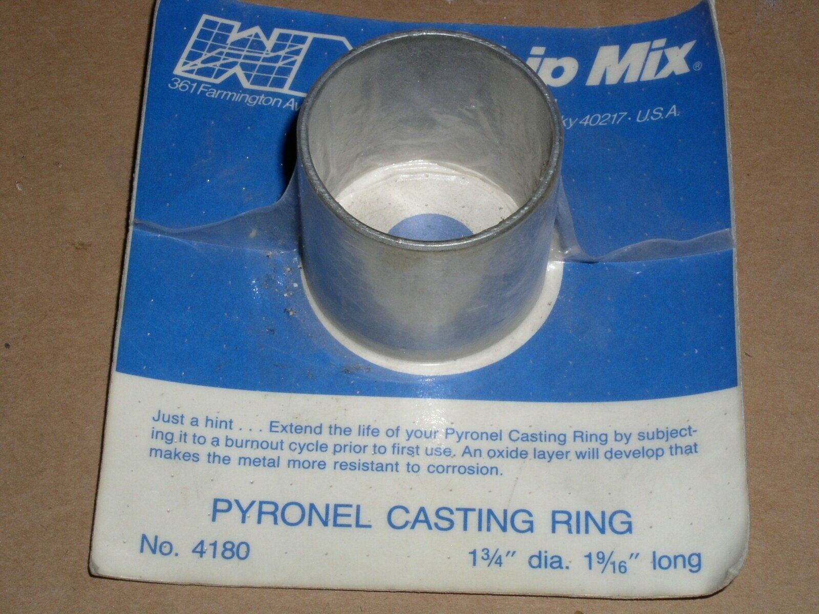 Whip Mix Dental Lab Casting Ring No 4180 Pyronel 1.75 Diameter New Seale... - $15.99