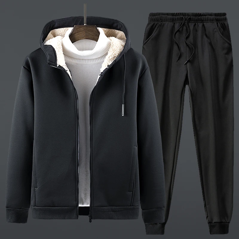 Winter Men&#39;s Clothing Trauit Sets Hoodie Set Fleece Zipper Sweatshirt Casual  Sw - £105.80 GBP