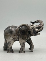 Vintage Pewter Elephant Trunk Up Handcrafted Figurine Taiwan 1995 PG Small - $11.64