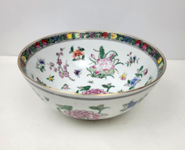 Vintage Japan Porcelain Ware Decorative Bowl Floral CK Hand Painted Hong Kong 9&quot; - £30.35 GBP