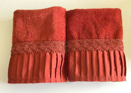 Avanti Glimmer Washcloth Towels Embroidered Braided Bathroom 13x13&quot; Set of 2 - £24.56 GBP